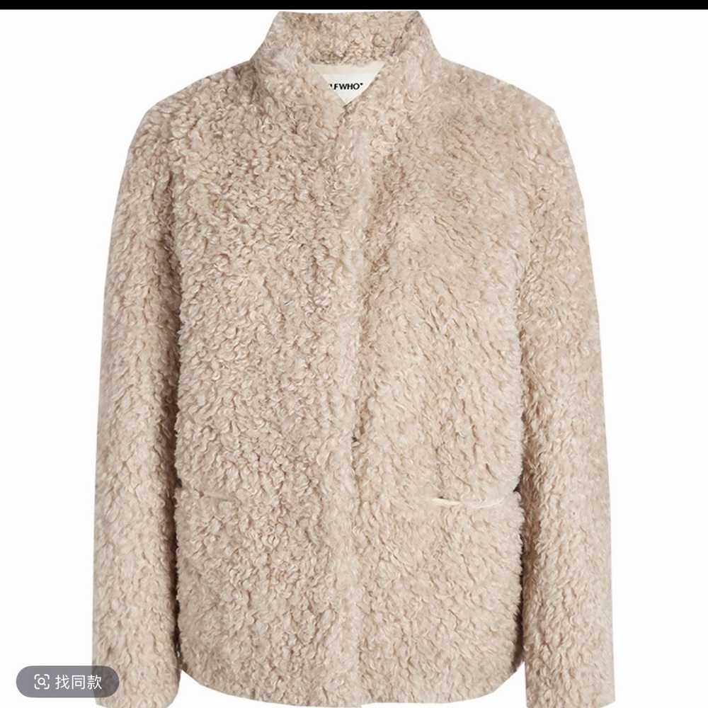 Women's Cream Shearling Jacket - Picture 3 of 3